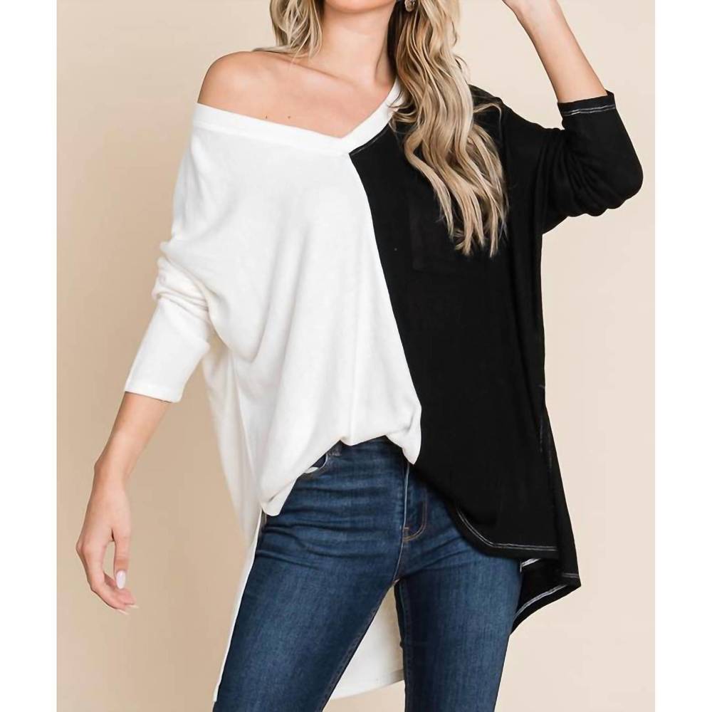 NEW CULTURE CODE two tone sweater in soft white combo